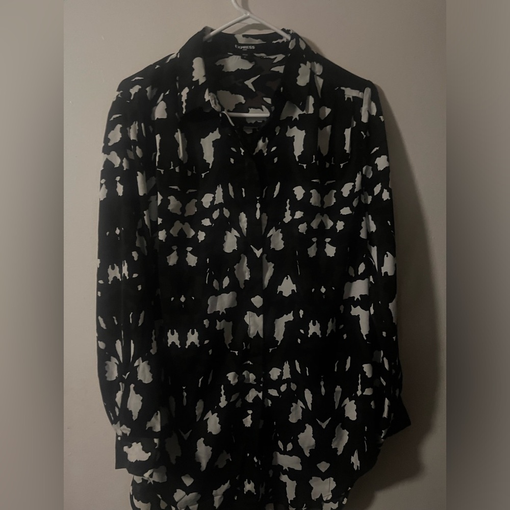 Express Black and White Button Down Shirt
